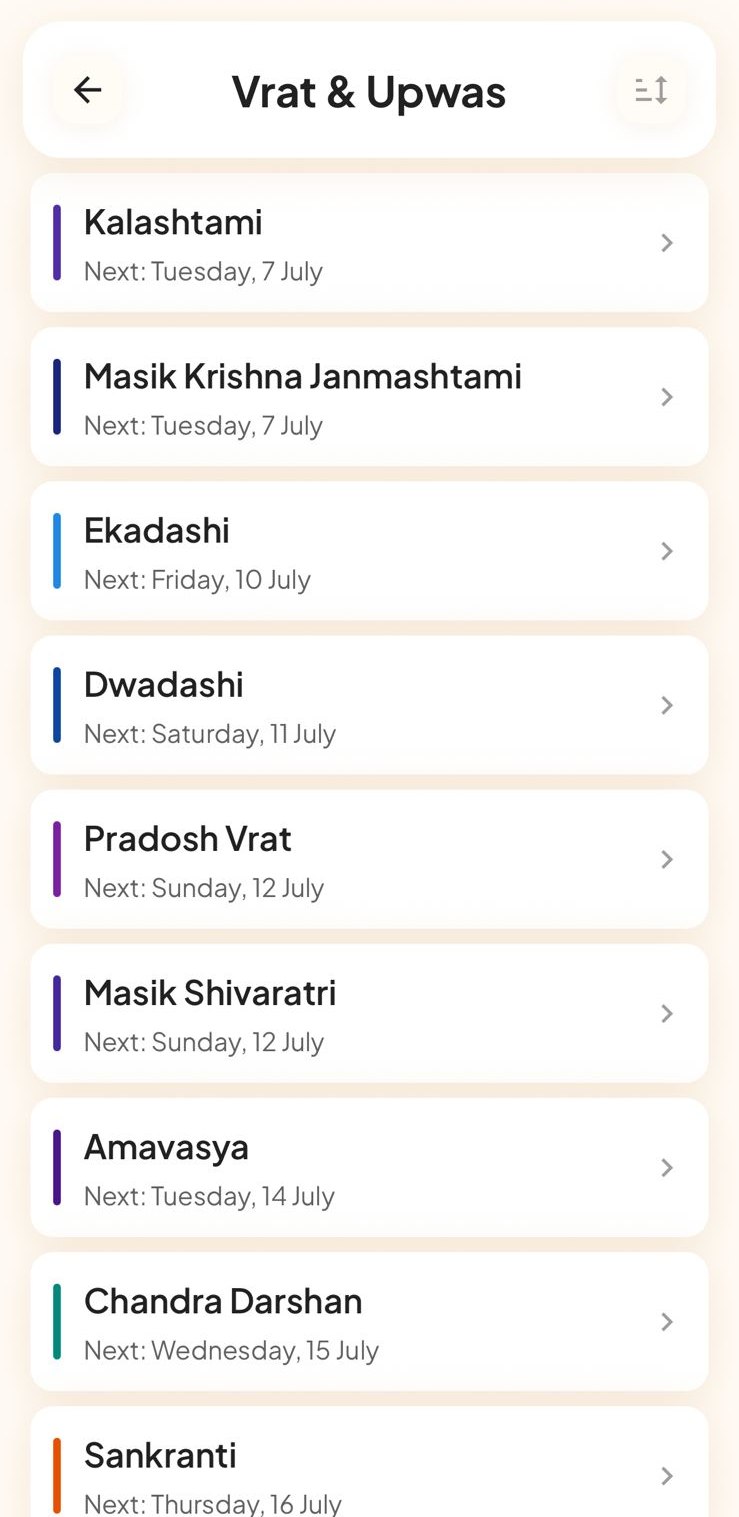 Vrat list screen